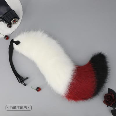 Handgemaakte Pluizige Vosstaart Oren Kawaii Wolfshond Staart Cosplay Accessoires Feeststaart Cosplay Witte Tibetaanse Rekwisieten Optreden Rekwisieten 70cm