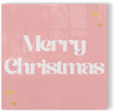 Tegeltje Merry Christmas sterren – roze – kerst tegeltje – tegeltje met tekst