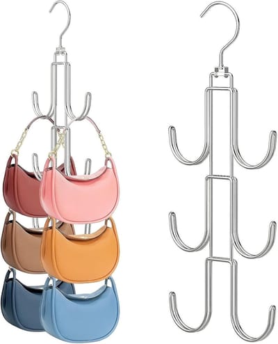 Multifunctionele Stropdashouder en Riemhouder voor Kledingkast - Organizer voor Sjaals en Tassen - Zwart/Zilver