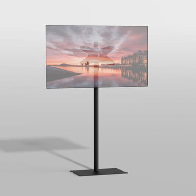 TV vloerstatief SQUARE 150 Design Tv standaard Trendy Zwart Staal 32-65” - VESA 400x200