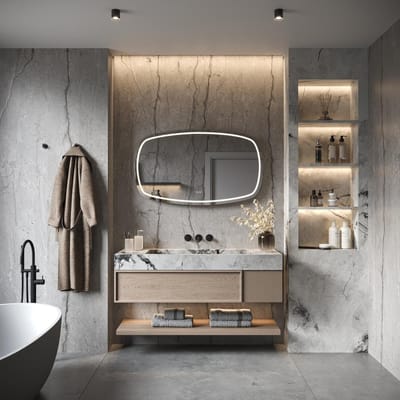 HIPP Design Phantom Spiegel - LED Ovaal 160x74 cm - Directe & Indirecte LED Verlichting met Spiegelverwarming. Kleurenwissel & Touch Dimmer