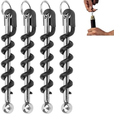 4 stuks - Mini draagbare sleutelhangers en kurkentrekker -kurkentrekker - sleutelhanger accessoire - multitool voor obers - 7cm