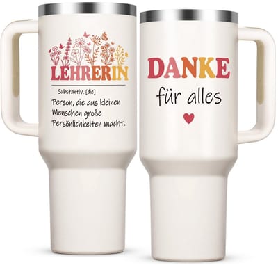 Dailygoods- Lerarenmok 1200 ml - Thermobeker - Afscheidsgeschenk - Cadeau voor lerares - Beker - Duurzaam materiaal