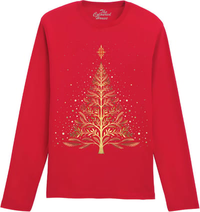 Kerstmis Christmas Night Glowing Tree The Coloured House Longsleeve T-shirt L