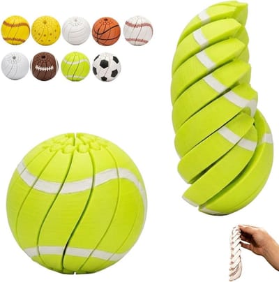 Ulisem - Fidget speelgoed in balvorm - Miniatuur sportbal die roteert - Stille sensorische fidget - Helpt bij stress en spanning - Draagbaar voor onderweg - Voor kinderen en volwassenen - Cadeau voor sportfans - Tennis