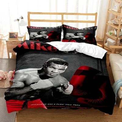 3D Print Mike Tyson Bokskampioen Beddengoed Set Jongens Meisjes Twin Queen King Size Dekbedovertrek Kussensloop Bed Jongens Volwassen Slaapkamer EU Single(135*200cm)3pcs