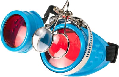 Cyber Bril - Steampunk Goggles - Feest Accessoire - Verwisselbare Lenzen - 18 x 4 cm - Zwart