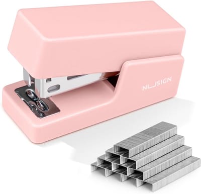 Mini nietmachine - Kleine bureaunietmachine - Papier binden - Capaciteit 25 vellen - 830 nietjes - Roze
