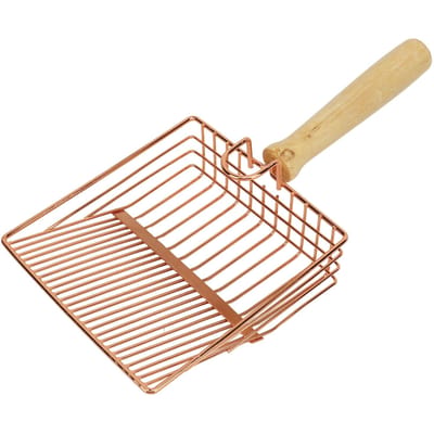 Pelle à litière pour chat avec long manche en bois et crochet de suspension en métal robuste, facile à nettoyer