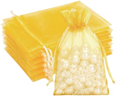 Allecto - Gouden organzazakjes - Geschenken verpakken - 50 stuks - 10 x 15 cm - Sieradenzakje - Bruiloft en cadeauzakjes - Organza