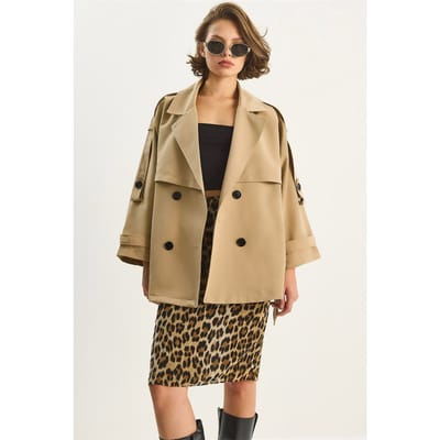 Knopen Midi Trenchcoat