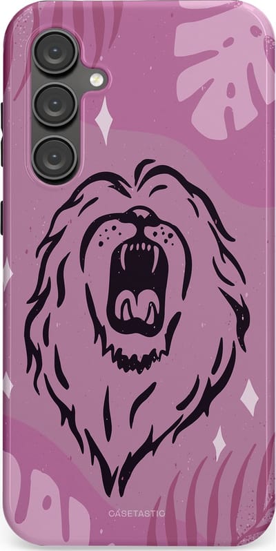 Casetastic hoesje geschikt voor Samsung Galaxy S23 FE - Dubbellaagse bescherming - Trots en vurig - Fashion Case - Lila Lichtroze Donkergrijs