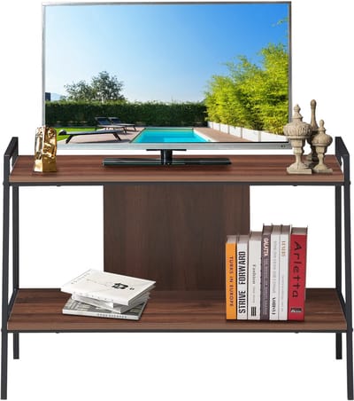 COSTWAY Televisiekast, 2-traps tv-rek, televisietafel voor tv's tot 32 inch, tv-entertainment-center voor woonkamer, slaapkamer, kantoor, 89 x 43 x 60 cm
