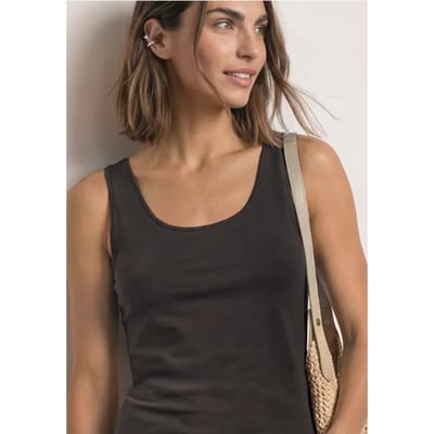 Basic top met ronde hals in effen kleur
