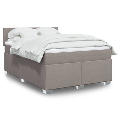 vidaXL - Boxspring - met - matras - stof - taupe - 160x200 - cm