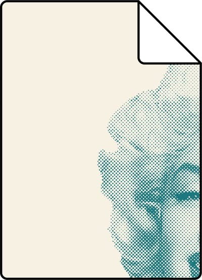Proefstaal Origin Wallcoverings behang Marilyn Monroe wit en turquoise - 26,5 x 21 cm - 326349-S