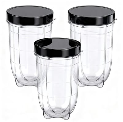 Allecto - 16oz Blender Cup - Vervangende Mok - Duurzaam en Veilig - Transparant + Zwart - Sap Glazen Accessoires - Geschikt voor Magic Bullet - 3 S...