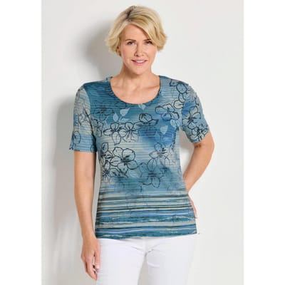 Jersey shirt met streepstructuur - blauw / gedess. - Gr. 19 van Goldner Fashion