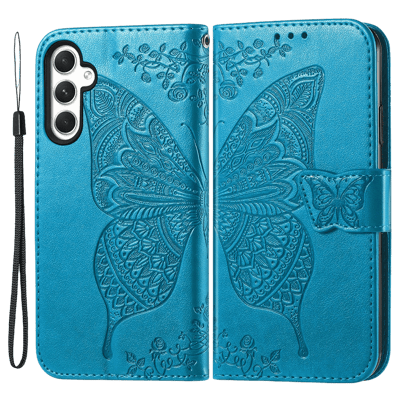 Comfycase Samsung A55 Butterfly Gravure Book Hoesje Blauw