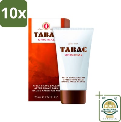 10 x Tabac Original Men - Aftershave Balsem - Verzachtend - 75 ml - Grootverpakking - Aftershave Balsem - Huid Verzachten - Huid Kalmeren - Scheren Na - Droge Huid