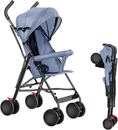 Compacte Kinderwagen Wandelwagen Baby 0-4 Jaar Lichtgewicht Reiswieg Blauw