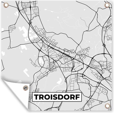 Tuin poster Troisdorf - Kaart - Stadskaart - Plattegrond - Duitsland - 200x200 cm - Tuindoek