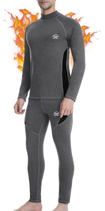 MEETHOO Baselayer Thermoset Heren - Thermo Ondergoed Heren -Thermo Kleding Set : Ademend en Comfortabel Basislaag voor Voetbal, Tennis, Skiën, Hardlopen en Outdooractiviteiten -GRIJS-L