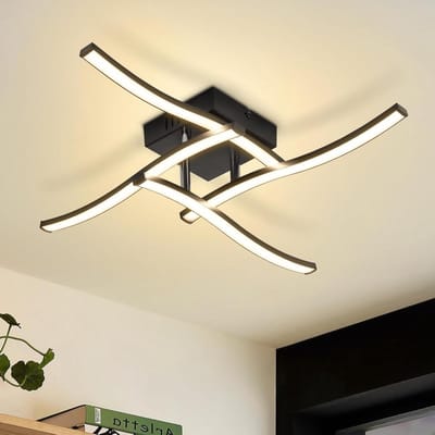 LED Plafondlamp - Woonkamerlamp - Moderne Verlichting - Golfdesign - 50.5x50.5x10 cm - Zwart