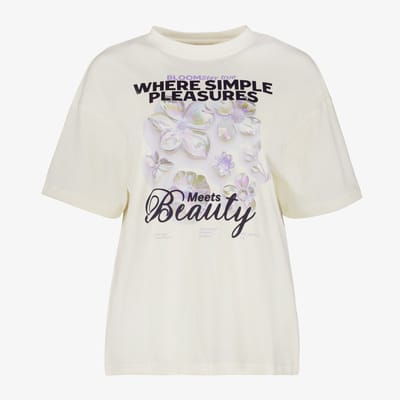 TwoDay dames T-shirt met opdruk ecru - Beige - Maat S