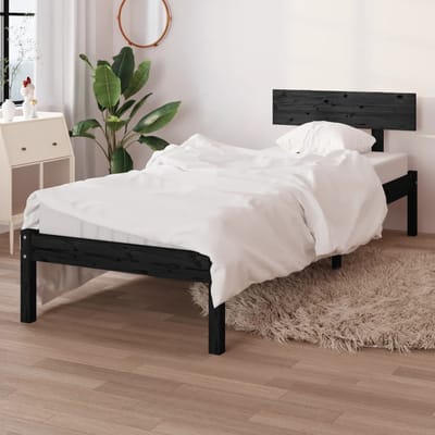 vidaXL - Bedframe - massief - grenenhout - zwart - 90x190 - cm
