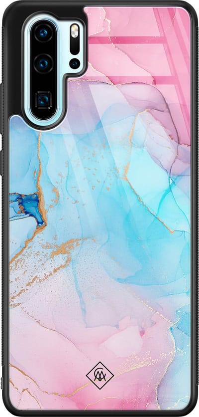 Casimoda® hoesje - Geschikt voor Huawei P30 Pro - Marmer blauw roze - Hard Case Backcover - TPU - Multi - Marmer
