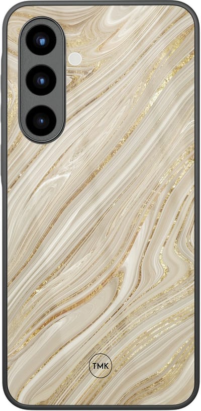 Hoesje geschikt voor Samsung Galaxy A56 - Golden marble - Goud - TPU luxe case (glossy toplaag) - Marmer - Hardcase backcover zwart
