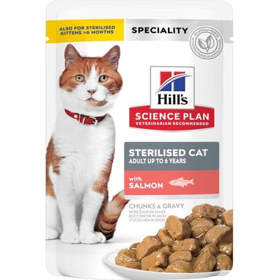 Hill's Science Plan Adult Sterilised Cat met Tonijn Bestel ook natvoer: 12 x 85 g Hill's Young Adult Sterilised Cat - Zalm