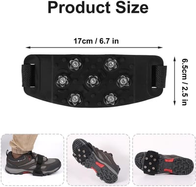 Dailygoods- Stijgijzers 7 Punts - Sneeuw Spikes voor Schoenen - Antislip Tractieschoenplaatjes - 2 Paar - Zwart - Duurzaam Materiaal - Sneeuwspikes