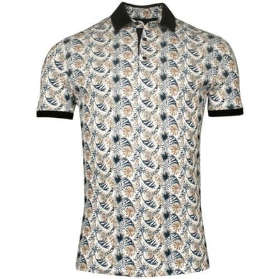 Giordano Polo Genardi Fantasy Allover Leaves Pattern Piqué Navy-Multi / male