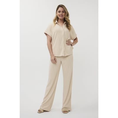 EsQualo Blouse Fancy Crinkle Light Sand Größe: S | Business hemden Outlet | Damen | Braun