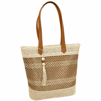 Sjtoer® - Beige Schoudertas Dames – Grote Shopper van Kunstleer – Vintage Tote Bag – Werktas & Handtas met Ruime Inhoud
