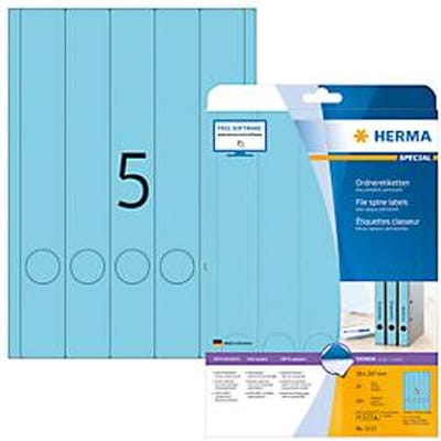 Herma ordneretiketten A4, 297 mm lang, permanent hechtend/bedrukbaar, 100 stuks, blauw