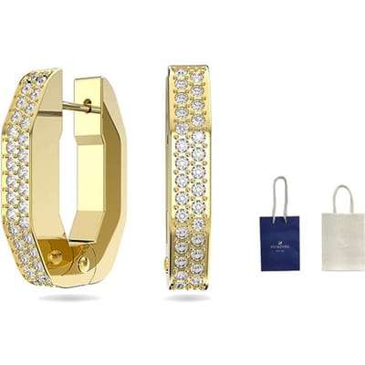 Swarovski Dextera Achthoekige Grote Hoepeloorbellen Kleine Maat Goudkleurig Damesoorbellen 5626084 Box (Random Color) beige