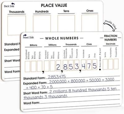 Waardebord - Getallenbord - Rekenen Leren - Dubbelzijdig Bord - 30x30 cm - Wit