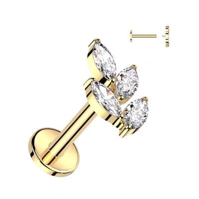 Piercing titanium blaadje marquise 1.2x6 - goud - LMPiercings
