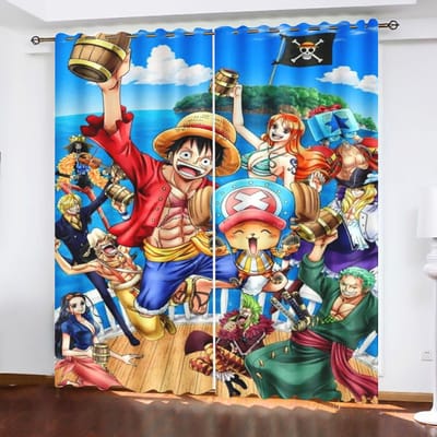 Monkey D Luffy Home Cartoon Gordijn One Piece Schattige Print Lichtfilterende Gordijnen Woonkamer Slaapkamer Hitte- en Zonbescherming 280x180cm