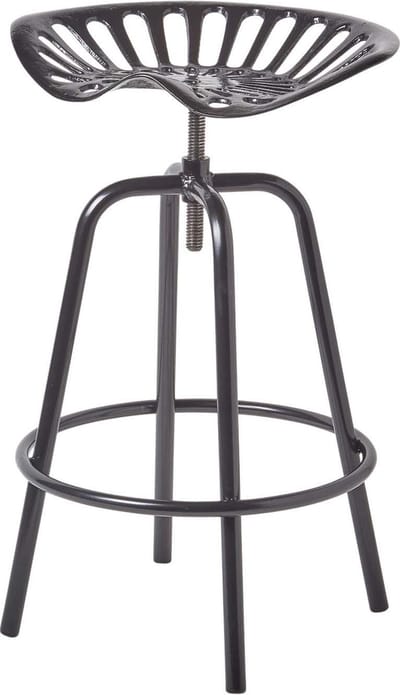 Homescapes - Vintage barkruk tractor zithoogte verstelbaar - 74cm - zwart