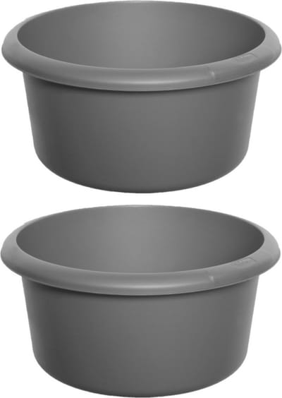 Whitefurze Afwasteil/afwasbak - 2x - 8 liter - grijs - 30 x 30 x 11 cm