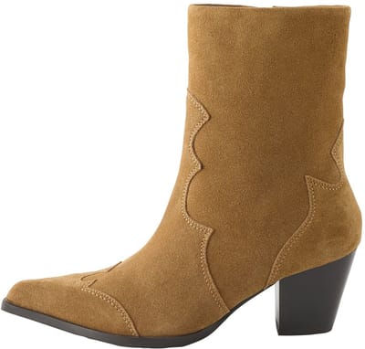Next - Dames - Leren hoogwaardige Signature Westernlaarzen met puntige neus en blokhak - Bruin
