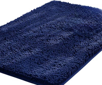 Badmat Antislip – Fluffy en Zacht, Machinewasbaar, Rechthoekig, Badkamertapijt in Meerdere Kleuren - Marineblauw