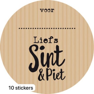 Akyol - Pakjesavond - 5 december -5 cm - Naamstickers Sinterklaas Kraft - 10 stuks - Voor: Liefs Sint en Piet - Naam sticker - Schoen zetten - Envelop stickers - Cadeau – Gift – Cadeauzakje – Traktatie - 5 december - Pakjesavond - Chique inpakken