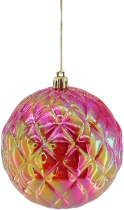 Kersthanger – Kerstbal Kunststof Rood 20×20 cm – Luxe Glanzende Ornament Bal met Ruit-Relief – Lichtgewicht – Kerstboom Decoratie