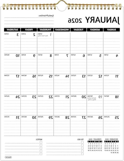 Wandkalender 2 Jaar - Planner Overzicht - Jaarplanning Maken - Inktbestendig Papier - 37x29 cm - Zwart
