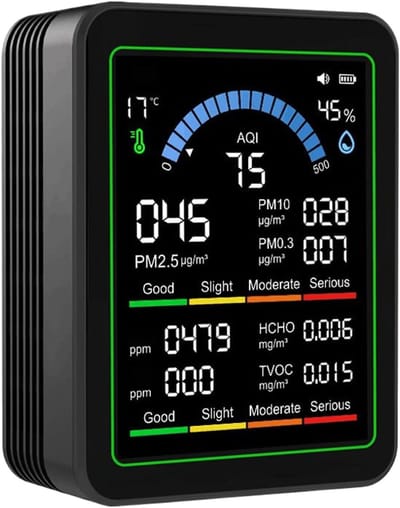 Luchtkwaliteitsmeter - Slimme Tester - Binnen Lucht Meten - Nauwkeurige Detectie - 7x3.5x9cm - Zwart